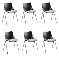 Pack de 6 sillas Shell con estructura epoxy bicapa gris plata y carcasa de plástico (Diferentes colores a elegir)